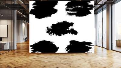 Set of vector brush strokes. Dirty ink texture splatters. Grunge rectangle text boxes.	 Wall mural