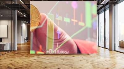 Bitcoin is convenient payment in global economy market. Virtual digital currency and financial investment trade concept. Wall mural