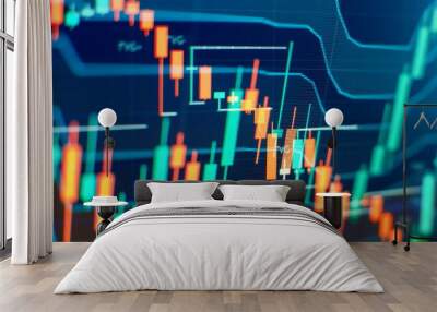 Business financial or stock market background. Business graph on stock market financial exchange Wall mural