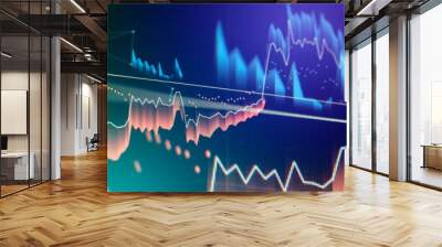 Concept of stock market and fintech. Blurry digital charts Wall mural