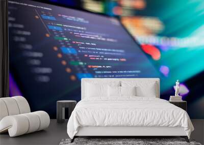 Digital technology industry concept development of programming and coding technologies. Wall mural