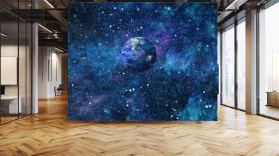 Earth, galaxy and sun.planets, stars and galaxies in outer space showing the beauty of space exploration. Elements of this image furnished by NASA Wall mural