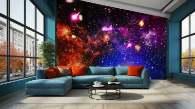 Panoramic looking into deep space. Dark night sky full of stars. The nebula in outer space. Wall mural