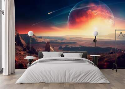 Space background , Science fiction fantasy in high resolution ideal for wallpaper.Generative AI Wall mural