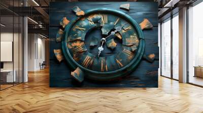 A clock with rusted hands and rusted numbers Wall mural