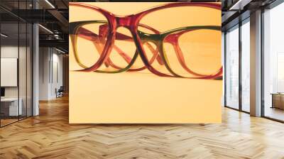 Glasses close up artistic shot. rimmed eyeglasses background with copy space. reading glasses Wall mural