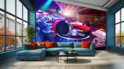 Dj mixer with headphones Wall mural