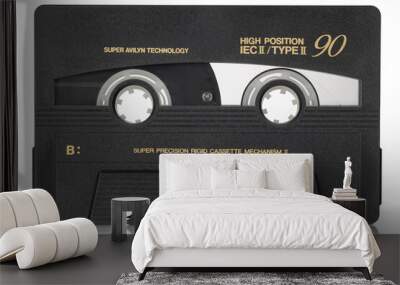 Black Audio Cassette with Gold Label Wall mural