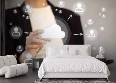 Business button cloud online network Wall mural