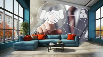 Business handshake network online Wall mural