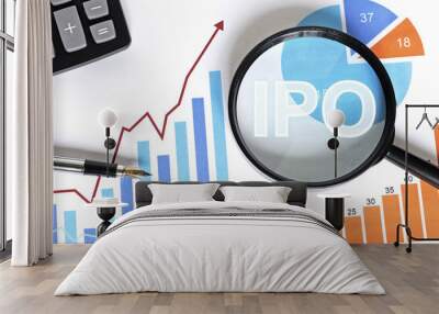 Business search ipo Initial Public Offering chart diagram on virtual digital electronic user interface Wall mural