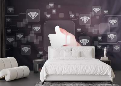 Social network wifi business button like icon. Wall mural