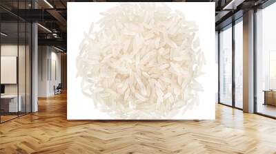 Pile of raw elongated white rice, isolated, top view png Wall mural