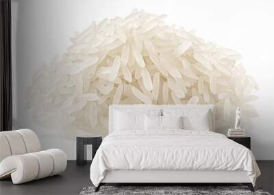 Pile of raw elongated white rice, isolated png Wall mural