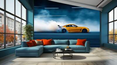 drifting sports car in motion Wall mural