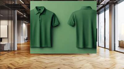 Green Polo Shirt Front and Back View Wall mural