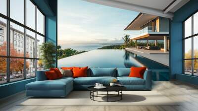 Luxury modern villa with ocean view Wall mural