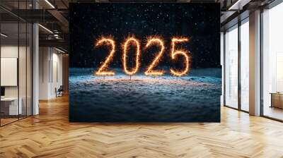 New Year 2025 Celebration with Sparklers Wall mural