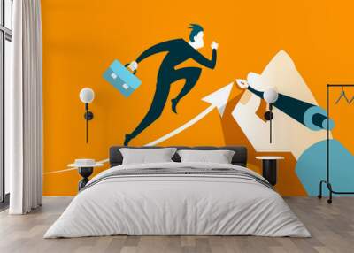 Hand draws an arrow. It helps business executives to succeed Wall mural