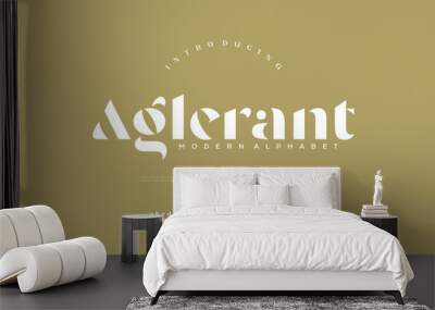 Elegant modern stencil font with serifs. Vector alphabet and numbers. Creative fonts Logo design for Business. Wall mural