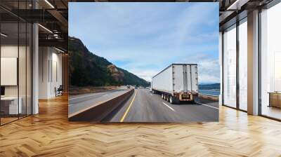 large freight truck on highway Wall mural