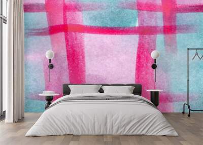 abstract seamless painted blue, pink watercolor background on pa Wall mural