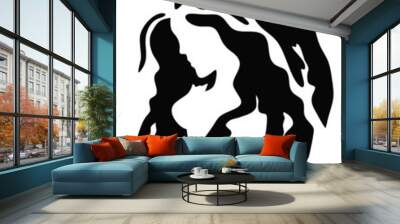 girl with long hair logo Wall mural