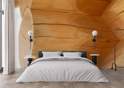 new wooden house made of round logs. Wall mural