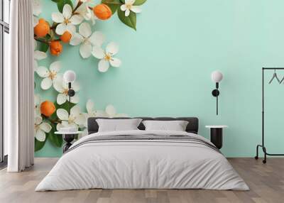 orange blossoms flatlay Wall mural