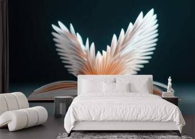 A book with pages turning into wings, symbolizing a strategy that takes flight with unconventional methods. Wall mural