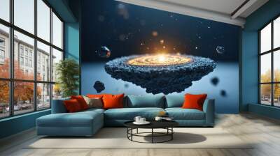 A cosmic ballet of light and energy, showcasing the influence of cosmic rays and gravitational forces on the distribution of matter in galaxies. Wall mural