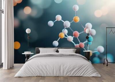 A digital representation of a chemical formula with elements displayed in their respective colors, emphasizing the visual identification of elements within a molecule. Wall mural