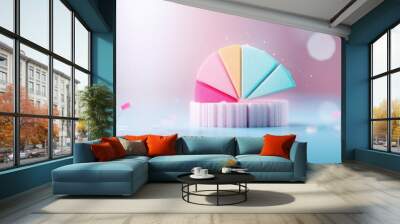 A pie chart with a 3D effect, enhancing visual impact and showcasing data distribution. Wall mural