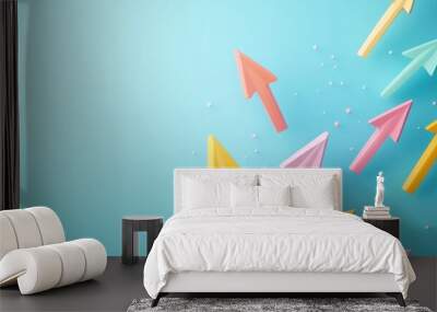 A set of 3D arrows, each with a different color, pointing in different directions, symbolizing multi directional growth. Wall mural