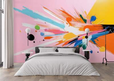 An abstract painting of a sunset, capturing the vibrant colors and fleeting beauty of the moment. Wall mural