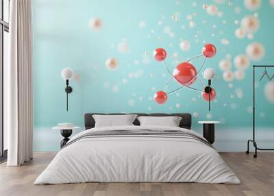 An artistic depiction of two atoms bonding to form a molecule, with a focus on the sharing of electrons. Wall mural