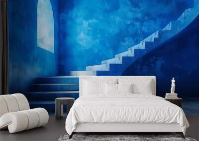 blue empty room cement concrete floor and wall abstract texture background Wall mural