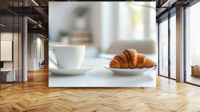 A delicious breakfast of coffee and croissants is a great way to start the day. Wall mural