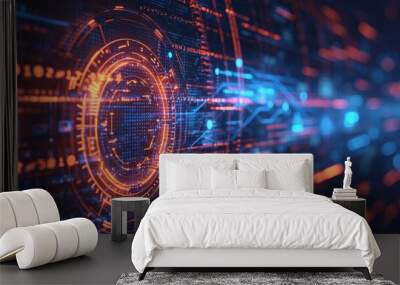 Code Guardian: The Futuristic Lock of Cybersecurity Wall mural