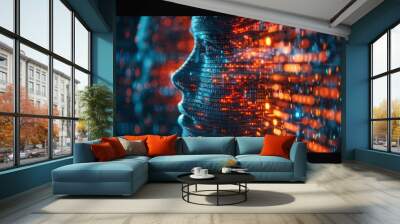 Depict the silent language of machines, where binary code whispers the secrets of advanced technology Wall mural