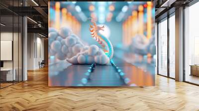 Explore the whimsical world of data storage with surreal imagery of cloud servers shaped like mythical creatures. Wall mural