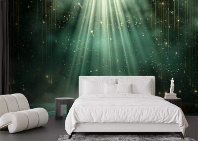 Luxury background with golden line decoration and curve light effect with bokeh elements. Wall mural