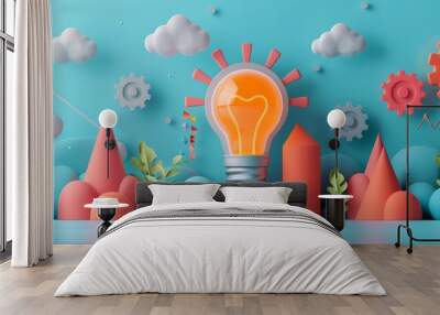 Minimalist Business Innovation: A 3D illustration of minimalist innovation in business Wall mural