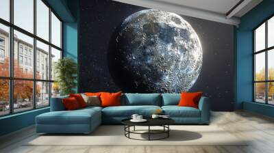 Moon: A 3D illustration of the moon during a partial lunar eclipse Wall mural