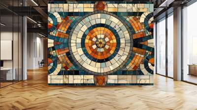 Mosaic Patterns: A vector graphic of a mosaic pattern inspired by ancient Roman designs Wall mural