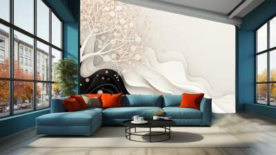 Organic lines illustration with intricate detail and natural texture Wall mural