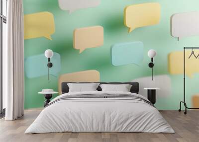 A collection of floating speech bubbles, indicating communication and conversation Wall mural