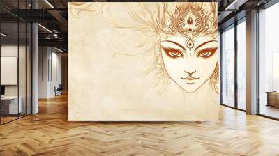 The face of Goddess Durga, symbolizing happy Navratri festival. Wall mural