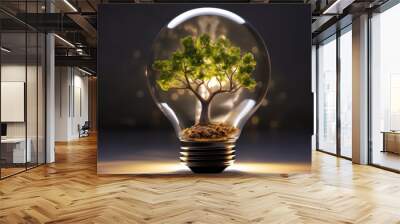 Tree of Knowledge A miniature tree growing inside a light bulb Wall mural