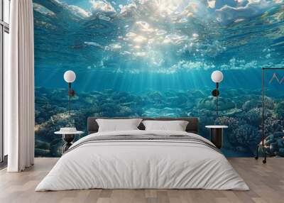 Underwater world. Coral reef and fishes in Red sea at Egypt Wall mural